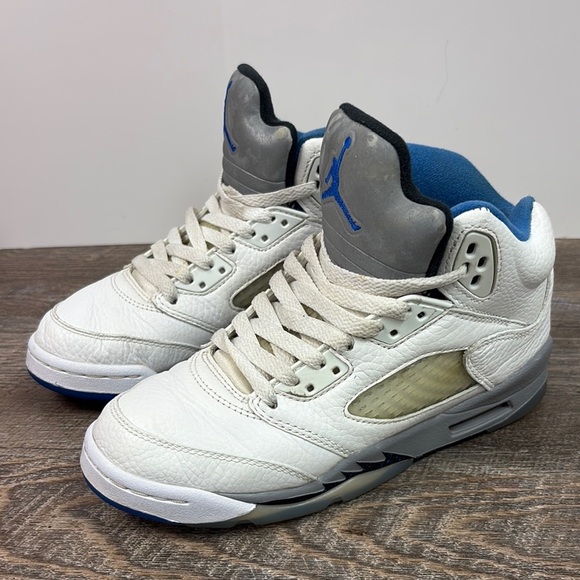Nike Air Jordan 5 Retro White/Royal/Stealth 440888-140 4Y - Picture 1 of 9